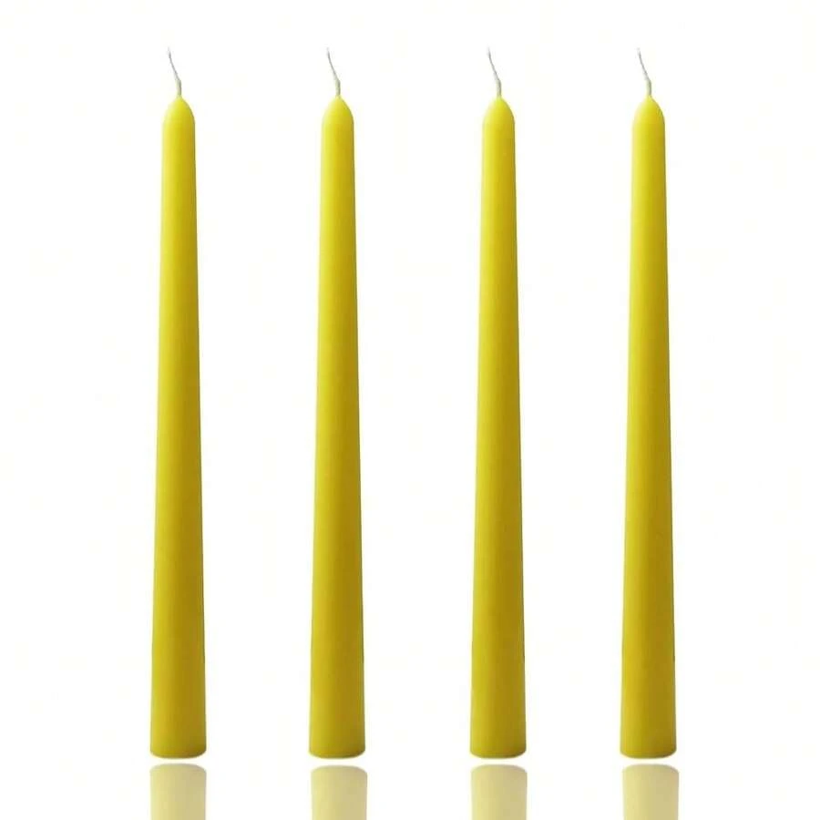 10 Inchyellow Taper Candles Set Of 4 Tapered Candle, Tall Candlesticks,Conical Stick Candles,Less,For Home Dinner, Party, Wedding, Halloween, Christmas (Yellow, 10inch){Inchcolor_nameinch:InchYellowinch,Inchsize_nameinch:Inch10inchinch} - 黃色的 - 查看 1