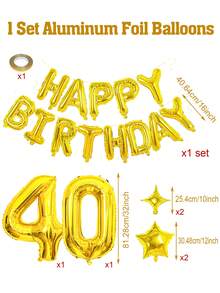 1 set Banderoles et ballons en feuille d'or pour 18e anniversaire, ballons de fête multicolores réutilisables, décoration de fond de fête d'anniversaire intérieur/extérieur, accessoires de décoration photo pour fête d'anniversaire 18e, 40e, 50e, 60e, ballons de décoration d'anniversaire, fournitures de décoration de fête, ballons, convient pour fête d'anniversaire, décoration d'anniversaire, décoration de chambre, décoration de la maison, cadeau d'anniversaire - Doré - Voir 15