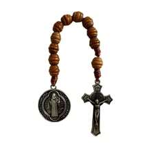 9-Inch St. Benedict Medal Prayer Beads, Brown Wooden Beads With Saint Benedict Medal, Catholic, Easter Gift For Men - Gun Black - View 10