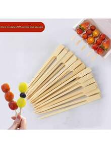 100 piezas/Paquete Pinchos de bambú natural, palitos para barbacoa, pinchos de bambú para barbacoa doméstica, adecuados para barbacoa, aperitivos, frutas, brochetas, fuente de chocolate, pollo, salchichas, olla caliente o flores artesanales, ideal para el hogar, barbacoa, cocina, fiestas, restaurantes - Multicolor - Ver 9