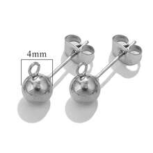 10-Piece Set Of 304 Stainless Steel 18K Gold-Plated Square Stud Earrings In 2/3/4/5mm Sizes With Dangling Globe-Shaped 4mm Earrings. Women's Stainless Steel Jewellery Stud Earrings. DIY Earring Accessories. Jewellery Making Components. - Multicolor - View 11