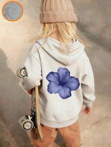 Young Girl Casual Comfortable Loose Thick Knitted Pullover Hooded Sweatshirt - Grey - View 10