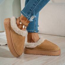 Women Slippers Fashion Anti-Slip Soft Sole Outdoor Indoor Warm Comfort Men Casual Plush Winter Snow Boots - 棕色 - 查看 2