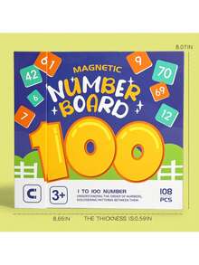 Kids Magnetic 1-100 Digit Board Set: 1-100 Math Operation Educational Toy For 3-8 Years Old, Foldable Playboard With Colorful Digital Blocks For Home & Travel Learning