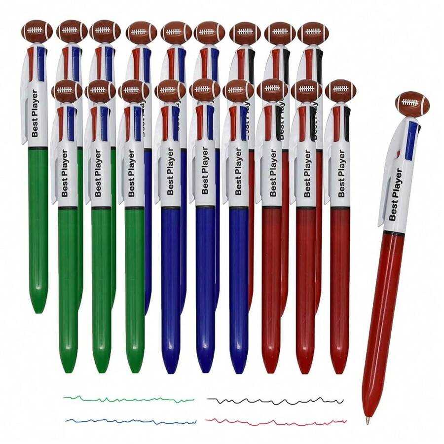 30 PCS Multicolor Rugby Football Ballpoint Pen Retractable 4 In 1 Colored Pens Cool Ball Sports Pen 4 Color Pens For Schoolsss Students Party Office{Inchcolorinch:InchMulticolorinch} - 多色 - 查看 1