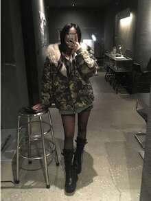 American Retro Boom Brand Wool Zip Cardigan Hoodie For Women, Autumn/Winter Couple's Luxurious Casual Outerwear, Boom Coat, Winter Fur Hoodie, Winter Jacket, Fur Jacket, Down Jacket For Women - AA - 查看 7