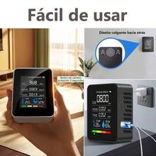 5 en 1 Monitor de calidad del aire interior,temperatura del detector de calidad del aire,medidor de co2,HCHO TVOC Calidad del Aire Medidor,para Viajes Hogar y Sala de Cultivo - Negro - Ver 6