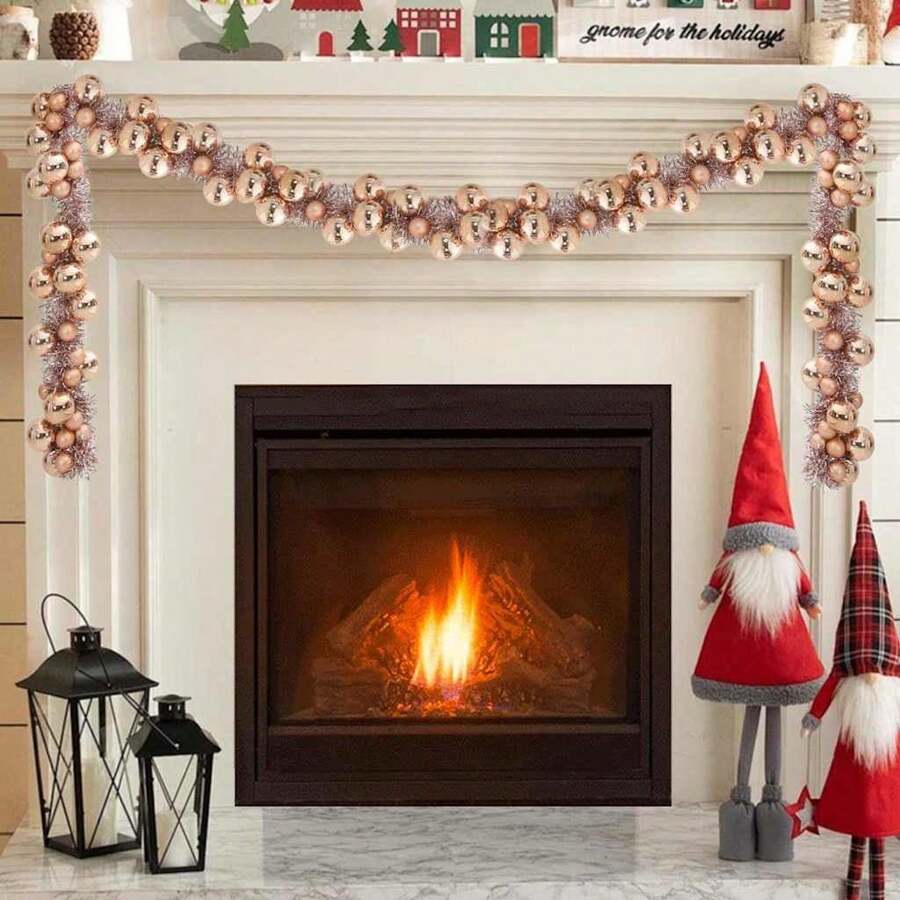 Christmas Ball Garland Rose Gold 186 Cm Polystyrene - Gold - View 1