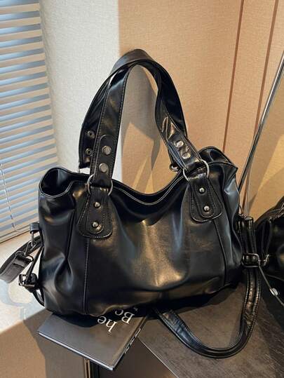 Bolso de mano grande con estilo minimalista retro para estudiantes/trabajo y viajes