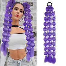 Extensiones de cola de caballo recta Yaki tipo burbuja - 2 piezas/1 pieza, extensiones de cabello sintético ligero de 24" con sujetador, coletas tipo ombre para todas las edades, accesorios para el cabello de rave y festivales - Multicolor - Ver 22