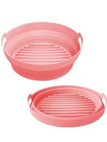 Paquete de 2 de Silicona para Freidora de Aire, Accesorios Silicon para Air Fryer Reutilizable Antiadherente, Resistente al Calor, Olla Silicona para Freidora, Horno, Microondas (Rosa) - Rosa - Ver 1