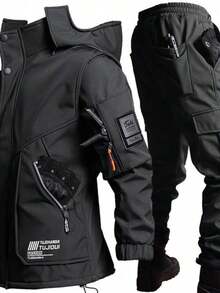 2025 New Model, Outdoor Sports Tactical Jacket, Velvet And Thickened Winter Windproof Cycling Jacket, Military Fan Men's Waterproof Mountaineering - 黑色 - 查看 1