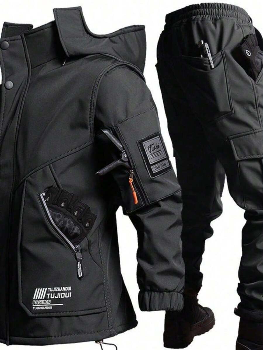 2025 New Model, Outdoor Sports Tactical Jacket, Velvet And Thickened Winter Windproof Cycling Jacket, Military Fan Men's Waterproof Mountaineering - 黑色 - 查看 1