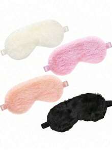 1pc Plush, Warm, Comfortable, And Light-Blocking Sleep Mask. Soft Plush Eye Mask - Eye Patch - Nap Health Eye Mask - Silk Plush Sleep Eye Mask - Comfortable Eye Mask - Colorful Satin Nighttime Light-Blocking Eye Mask - A Small Gift Or Surprise For A Friend. - Multicolor - View 4