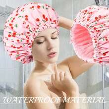 Gorro de ducha impermeable 3 en 1 para mujer, gorro de baño de pelo de fibra ultrafina absorbente de poliéster ajustable, gorro para dormir LZMR - 1 pieza rosa - Ver 5