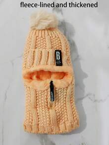 Neue Wolle gestrickte Mütze für Damen Herbst Winter warm dick Ohrenklappen Beanie Mütze, koreanischer Stil, thermisch gefüttert, Buchstaben- und Streifenmuster, Lässig, elegant, retro, Street-Style - Hut - Übersicht 15