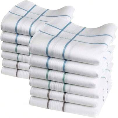 - Discrete Men's Handkerchiefs - Elliott Model - Large Size 40x 40 - 6 Or 12 Pieces - Cotton - Assorted 3 Colours