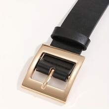 Classic Square PU Belt Classic Embossed Solid Color Jeans Pants Waistband Casual Coat Girdle Women - Cá sấu trắng - Xem 5