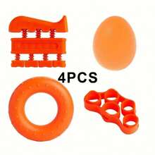 4件套硅胶手指力量训练器套装，手指锻炼器，握力训练器，蛋形球，手指阻力带 - 彩色 - 查看 11