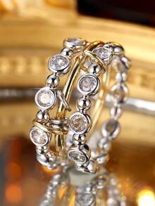 Chic Ring Multi Layer + Pin Design Paved Shining Zirconia Just Pick A Color U Prefer Match Daily Outfits Party Accessory