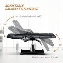 Facial Massage Tattoo Bed Height Adjustable With 2 Adjustable Split Legs Black - mặc định - Xem 4
