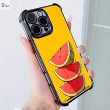 Funda de teléfono exclusiva con diseño de patrón de sandía de tres piezas, adecuada para  16, 16 Plus, 16 Pro, 16 Pro Max,  15, 15 Plus, 15 Pro, 15 Pro Max, 14, 14 Plus, 14 Pro, 14 Pro Max, 13, 13 Pro, 13 Pro Max, 12, 12 Pro, 12 Pro Max, 11, 11, 11 Pro Max, 7, 8, X, resistente a la suciedad, a la moda, moderna, con protección anti-caída en las cuatro esquinas - Colores mixtos - Ver 2