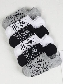 6pairs/Set Multicolor Leopard Print Shallow & Anti-Slip & Sweat-Absorbing No-Show Women's Socks - Multicolor - View 10