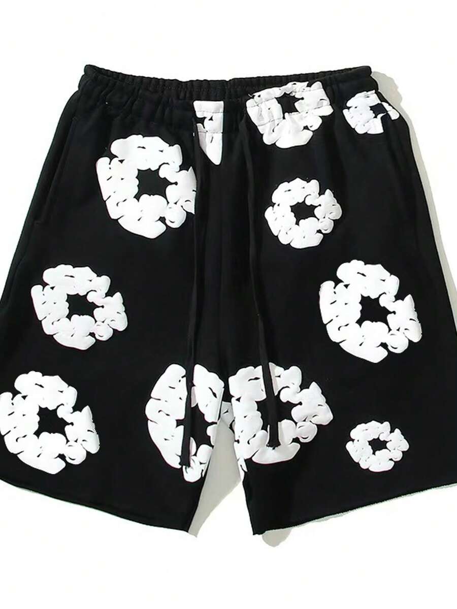 Foam Donut Printed Kapok Short-Sleeved Casual T-Shirt Cover For Men WomenNew Style - Black and White - View 1