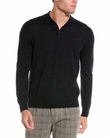 Bruno Magli Wool Polo Sweater - Màu xanh lam - Xem 2