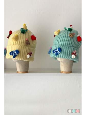 1 st. lös passform, enfärgad stickad mössa, varmt hörselskydd, överdimensionerad, lös, lämplig för kvinnor på vintern