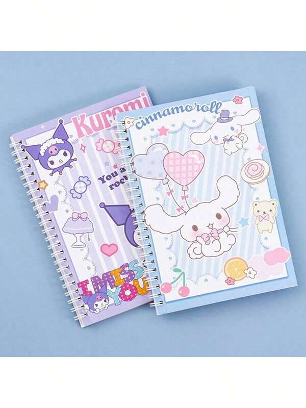 Sanrio 2pcs/4pcs Loose-Leaf Notebook, Planner, New Year Planner, Sanrio Characters Spiral Notebook, Suitable For Students, Diary, Journal