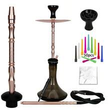 1pc Premium Zinc Alloy Hookah Set (Includes All Accessories: Silicone Hose, Ceramic Bowl, Tongs, Foil, Disposable Mouthpieces)