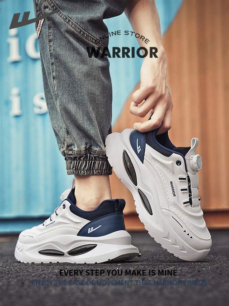 Warrior Comfortable Street Style Thick Soled Men's Shoes Autumn And Winter Comfortable Running Shoes Modest Style Casual Yet Sleek Sneakers Applicable Throughout The Year Wear-Resisting All-Day Wear Training Sneakers - White/Navy - View 6