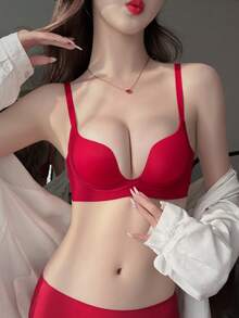 Red Soft & Comfortable Minimizer Bra For Small/Flat Bust, Lift & Support - Red - View 4