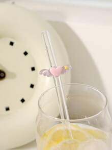 1-5pcs/Set Reusable Glass Straws With Sweet Purple - Themed Accents (Bear, Bow,Heart), Aesthetic Drinkware For Iced Drinks, Afternoon Tea, Milkshakes, Smoothies, Sparkling Water, Milk Tea, Juices And Other Cold Drinks. Ideal For Beach Parties, Outdoor Picnics, Dessert Shops, Snack Bars, Party Supplies, Family Gatherings, Kid-Friendly Parties, Valentine's Day, Back-To-School Season.Refreshing, Perfect Gift For Girls. - Style C - View 7