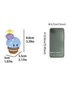 1 盆栽仙人掌积木，情人节礼物，生日礼物，DIY植物系列积木，桌面装饰，减压，缓解压力，家居收藏摆件，拼装公仔，办公桌面摆件，含2500+颗粒的礼品套装。 - 彩色 - 查看 9