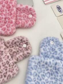 1pc Fashionable Leopard Print Coin Purse, Soft Plush Multi-Functional Foldable Coin Pouch, Cute Bluetooth Earphone Storage Bag, Multi-Pocket Pink Leopard Pattern Card Holder Wallet, Women/Girls - Multicolor - View 4