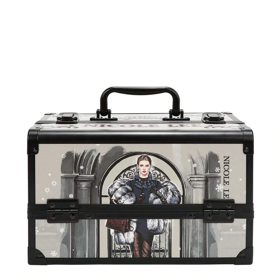 Estuche rígido NicoleLee para maquillaje print Moda - Gris - Ver 1