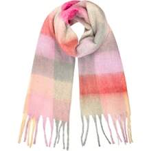 Womens Scarf Winter Big Colorful Checked Thick Warm Soft Scarves Casual Tassel Blanket Scarf - H-經典風格 - 查看 2