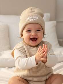 1顶/2顶婴儿针织帽，纯色儿童帽，适合日常佩戴，秋冬季