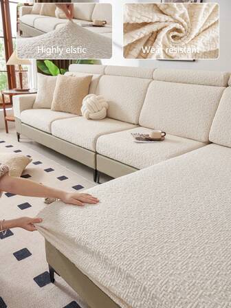 1pc Stretch Sofa Cover, Non-Slip Full Coverage Sofa Seat Cover, Suitable For All Seasons, Fabric Thickened Sofa Slipcover, Machine Washable, Dust-Proof And Dirt-Resistant, Pet-Friendly, Home Decor, Adjustable For Corner Sofa, Applicable To Bedroom, Office, Living Room Combination And L-Shaped Sofa Blanket And 1/2/3/4 Seat Covers