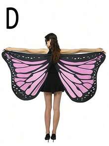 购买一件产品：一款仙女披肩，饰有蝴蝶翅膀，双面印花紫色蝴蝶翅膀图案。这款蝴蝶披肩适合女孩和女士，也适合圣诞节和其他节日装扮。 - 彩色 - 查看 4