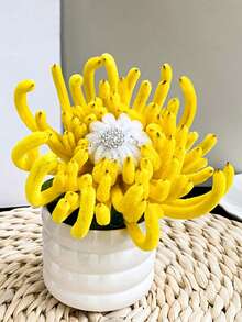 1 szt. wielokolorowa sztuczna chryzantema w doniczce, delikatny, ręcznie robiony bukiet do wnętrz, odpowiedni do domu, kuchni, sypialni, na wesele, święta i imprezy.