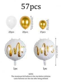 57pcs Gold Engagement Party Decorations - White And Gold Decor, Wedding Column Balloons, Mr & Mrs Balloons, Latex Balloons, Gold Engagement Rings - Gold Theme Engagement Decorations, Bridal Shower Bachelorette Party Decorations - Multicolor - View 6
