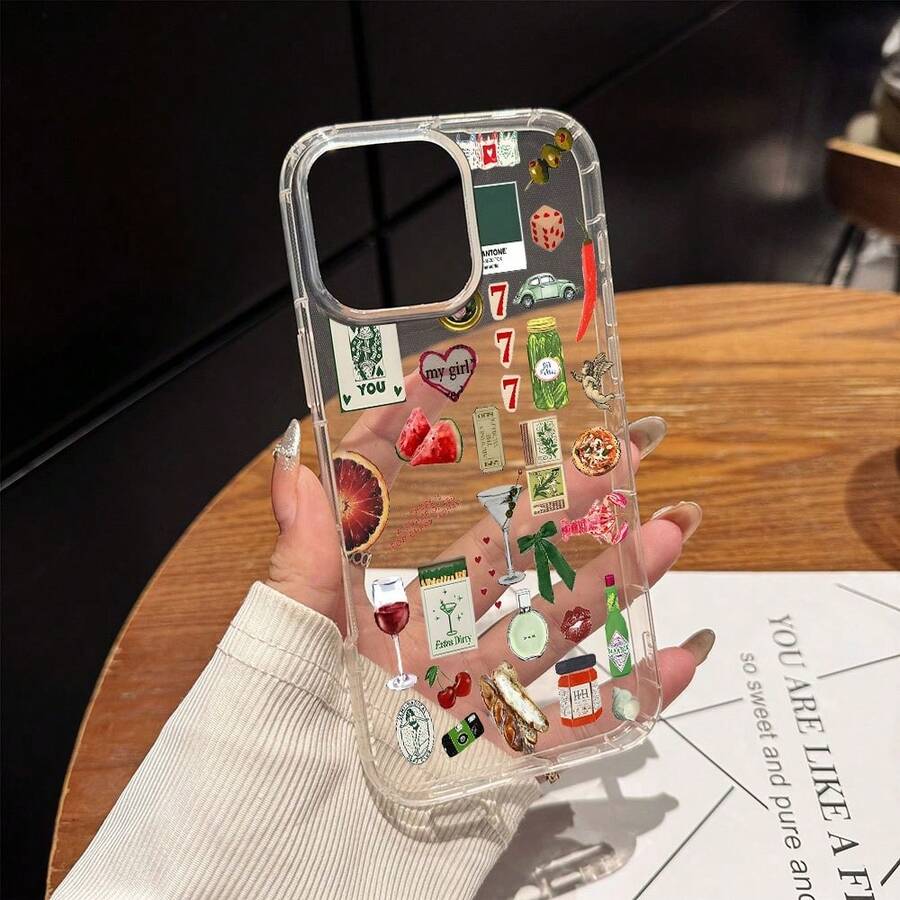 Funda de teléfono a prueba de golpes Funda de teléfono: Collage estético verde de vibración italiana Funda de teléfono transparente para iPhone 17 16 11 15 14 13 12 Pro Max Air Plus Funda de teléfono Regalos para mujeres y adolescentes Funda de teléfono suave y ligera a prueba de golpes - 1 pieza - Ver 1