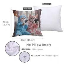 MEMNUN 1个/2个 17.7*17.7英寸(45*45厘米)/19.69*19.69英寸(50*50厘米)/15.75*15.75英寸(40*40厘米) [单面印花] 猫咪玩手机图案涤纶枕套，家居装饰靠垫套，适用于床、沙发、汽车，适合日常使用或高端简约自用，客厅、卧室、床头板 [不含枕芯] - 彩色 - 查看 16