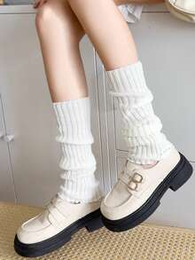 6 Pairs Women's Solid Color Vertical Striped Leg Warmers, Simple Fashion Versatile Autumn/Winter, Cozy - Multicolor - View 11