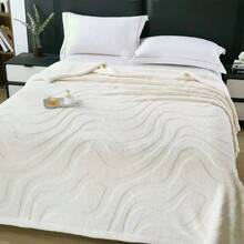 1pc Super Soft Taffeta Plaid Wavy Thickened Blanket - Double Layer Design, Multiple Colors Available, Thick Yet Lightweight, Suitable For Comfortable Napping, Sofa Leisure, Office, Bedding, Camping And Travel - Suitable For Single Or Double Use, All Seasons - Ideal Gift For Valentine's Day, Mother's Day, New Year - White - View 2