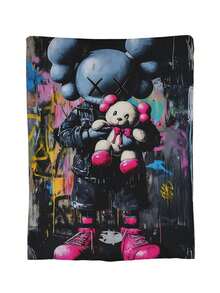 Kawss Kawaii Kaw Blanket Anime Themed Comfort Blanket - Soft Flannel Throw, Perfect Gift For Fans, For Christmas, Birthday, Halloween, For Cozy Home Use & Camping Trips - 黑色 - 查看 3