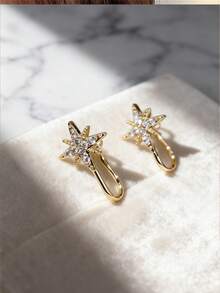 JOJELOO 18K Gold Plated Star Stud Earrings - Elegant Cubic Zirconia Star Design, Minimalist Jewelry Statement For Women, Fashion Accessory, Perfect For Layering And Celestial-Inspired Looks - Multicolor - View 6